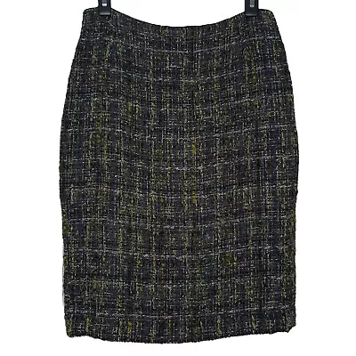 LaFayette 148 Skirt Size 4 Wool Blend Straight Tweed Lined Back Slit Multi Color • $25