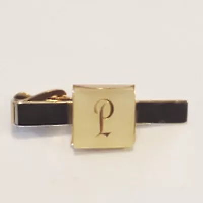 Mother Of Pearl Monogrammed Tie Bar  P  Gold Plated Clip Vintage • $28.19