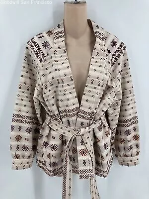 Madewell Womens Multicolor Printed Cotton Long Sleeve Jacquard Wrap Jacket Small • $34.99