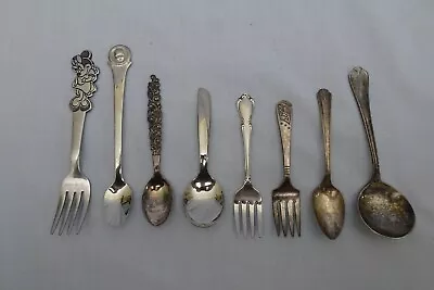 Lot Of 8 Vintage Child Kids Spoon Forks Silverware - Minnie Mouse GERBER Baby • $19.89