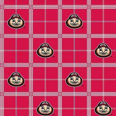 Flannel College Ohio State University Plaid Flannel Fabric Print BTY D286.25 • $12.95