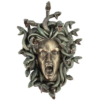 Medusa Head Of Snakes Gothic Wall Plaque Décor Statue Bronze Finish 7.28 Inches • $72.30