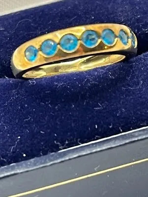 9CT Gold & Blue Apatite Band Size K H/M QVC 2007 2gms • £60