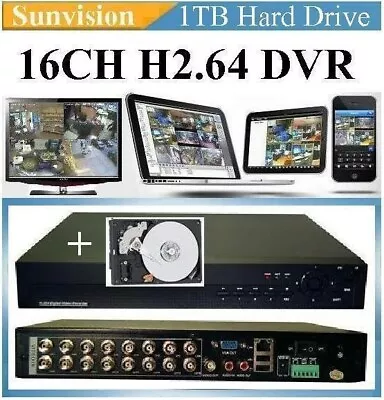 16CH EC-4016V Sunvision CCTV Security Real Time Network 3G Mobile H.264 DVR+1TB • $83.86