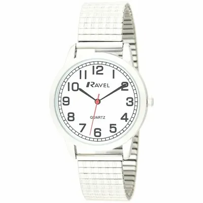 Ravel Men's Bold Clear Number White Dial Expander Bracelet Watch R0232.11.1 New • £9.95