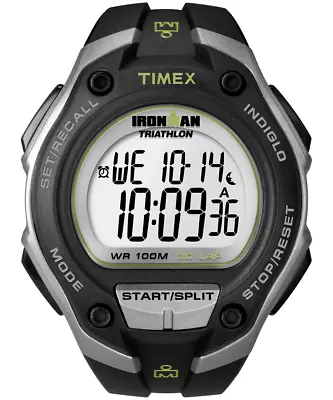 Timex IRONMAN Watch Classic 30 Oversized Resin Strap 43.3 Mm Black/Silver-Tone • $31.20