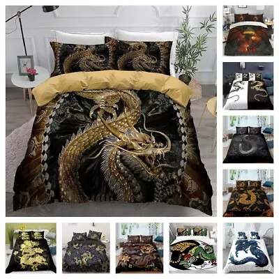 3D Bedding Set Chinese Dragon Print Duvet Cover Set Bedclothes Single Double  • £9.59