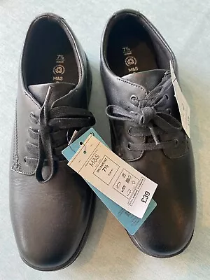 Marks & Spencer Black Lace-Up School Shoes UK 7.5 • £10