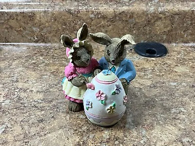 Mervyns Easter Bunny Rabbit  Figurine Bisque Porcelain 1992 Vintage Painting Egg • $6