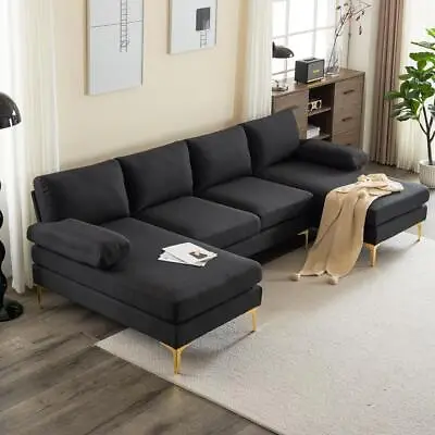 Modern U-Shaped Sectional Sofa Couch 110'' Upholstered Couch With 2 Chaise • $449.99