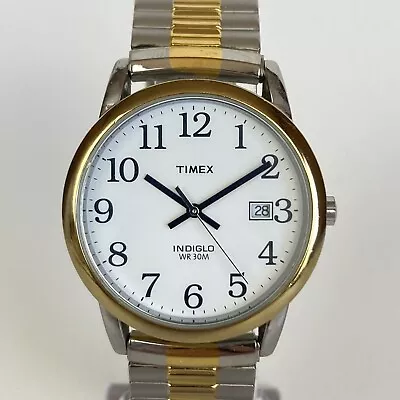 Timex Easy Reader Watch Men Silver Gold Tone 35mm Stretch Band Date New Batt 7  • $26.99