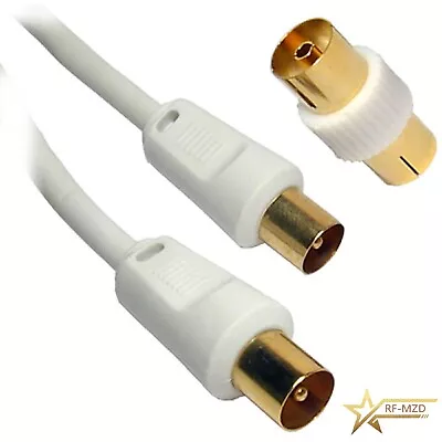 Coaxial TV Aerial Cable Extension RF Fly Lead Digital Male To Male Coax 1m - 50m • £3.79