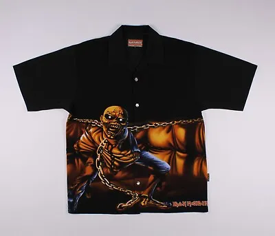 Vintage 90's Iron Maiden Dragonfly Black Allover Ptint Short Sleeve Shirt Size L • $150
