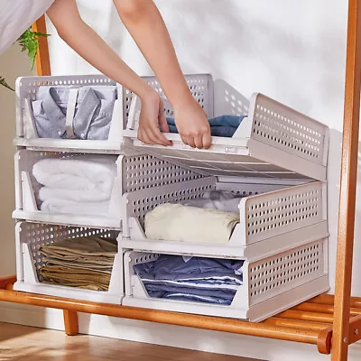 Large Wardrobe Drawer Units Organizer Clothes Closet Stackable Storage Boxes • £4.95