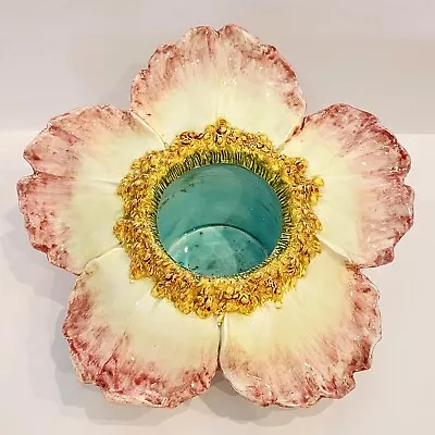 MASSIER ? Late 19th Century French Majolica Flower Cache Pot Planter Signed 15  • $680