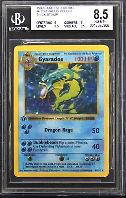 BGS 8.5 Gyarados Base Set 1st Edition Shadowless Holo Pokemon Card 6/102 PT1 • $800