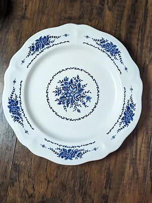 MAYHILL Federalist Ironstone Dinner Plate Blue Floral Scalloped 10.5in(20) • $14