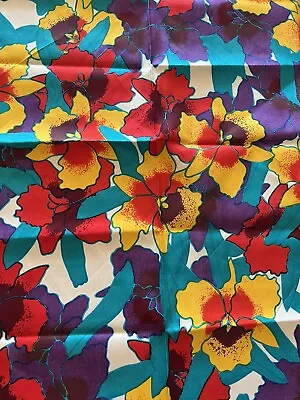 100% Thai Silk Shinawatra Scarf Vivid Flowers 35 Squ • $18