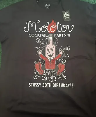 Stussy 30th Anniversary Molotov Cocktail Y2K Party 2009 T-Shirt Size M RARE • $90