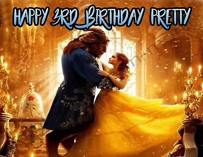 Beauty & The Beast Personalized Edible Print Cake Topper Frosting Sheets 5 Sizes • $15.50