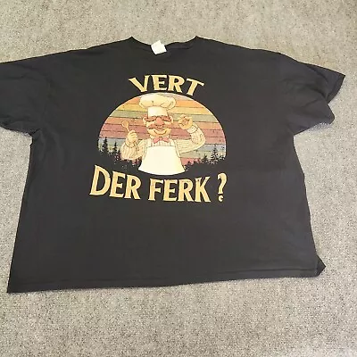 Muppets Swedish Chef Vert Der Ferk Graphic T-Shirt Mens 3XL Black Fruit Of Loom • $18.88