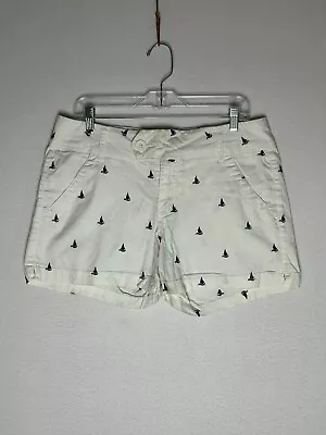 Blue Epic Sail Boat Ivory Shorts Women's Size 10 Preppy • £11.47