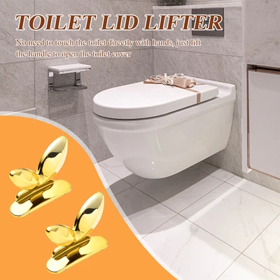 £3.47 • Buy 2pcs Toilets Seat Cover Lifter Non-dirty Hands Mini Cabinet Drawer Handle (Gold)