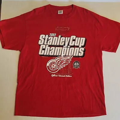 Vintage Detroit Red Wings T-Shirt Mens XL 2002 10 Time Stanley Cup Champions • $21.15