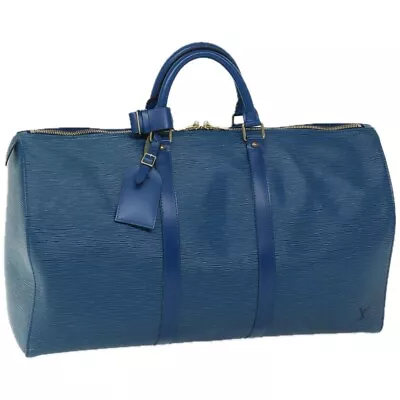 LOUIS VUITTON Epi Keepall 50 Boston Bag Blue M42965 LV Auth 67034 • $640