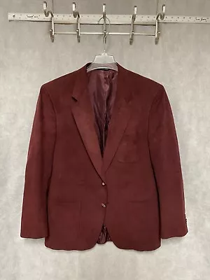 Men Blazer 42R Burgundy 2 Button Suede Casual Hybrid Sport Coat Jacket Luxury • $41.59