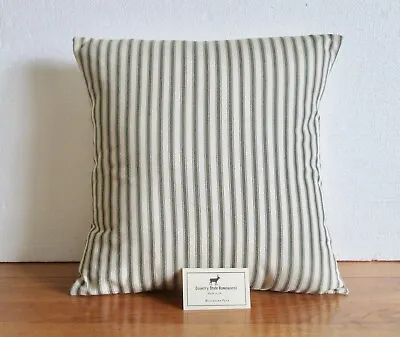Cushion Cover & Insert - Olive Green & Cream Tick Stripe Country Cottage 16 /18  • £6.99