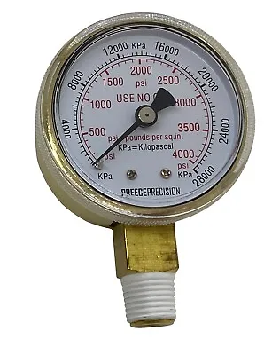 $12.95 • Buy 0-4000 PSI High Pressure Gauge 2  Dial 1/4  Bottom Mount USE NO OIL