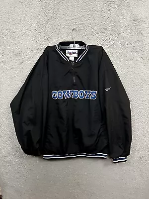 Dallas Cowboys Jacket Mens Extra Large Black Windbreaker Quarter Zip NFL Reebok • $28.88