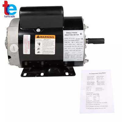 Compressor Duty Electric Motor 3 Hp 3450RPM 56 Frame 1 Phase 115-230V 5/8  Shaft • $116.99