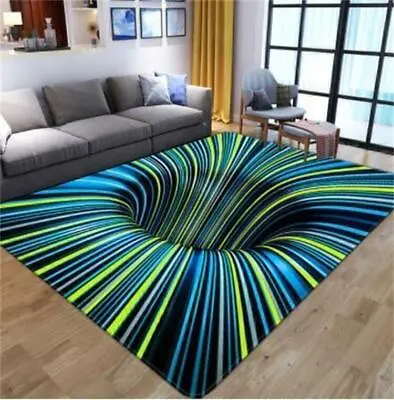 Optical Illusion Vortex Rugs Living Room Large Carpet Bedroom Floor Mat 7Size 3D • £12.61
