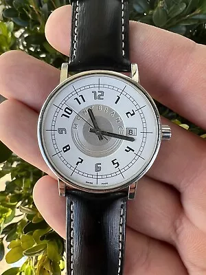 Montblanc Summit Quartz 38mm Stainless Steel Black Leather Strap Date Watch 7045 • $281