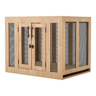 Wooden Dog Crate Indoor Furniture Style Doghouse Kennel Side End Table Dogs Cage • £139.95