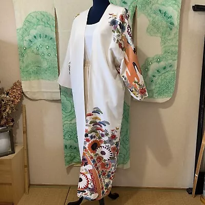 Up Cycled - Remake - Vintage Japanese White Kimono To Beautiful Kimono Coat • $85.50