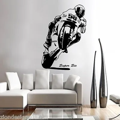 MARCO SIMONCELLI 58  WALL ART 02 Motorcycle Racer Decal Graphic Adhesive UNIQUE • $27.29