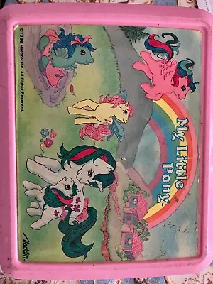 Vintage 1986 My Little Pony Aladdin Pink Plastic Lunch Box & Thermos Rainbow • $9