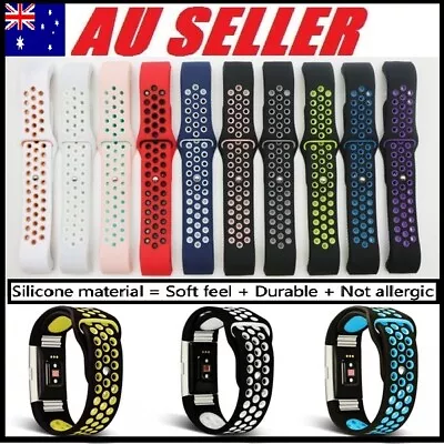 Strap For Fitbit Charge 2 Two-Color Breathable Silicone Wrist Watchband Wearable • $13.99