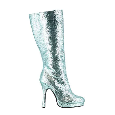 Ellie Shoes - 421-ZARA - 4  Knee-High Boot Glitter - Size: 8-Turquoise/ Glitter • $50.99