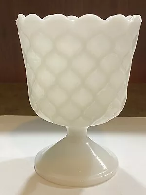 E O Brody Co MJ-42 Pedestal Honeycomb Milk Glass Vase 6  Tall Cleveland Ohio • $8