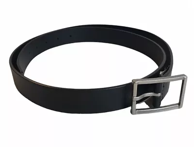 CK Calvin Klein Mens Belt Size 42 Black Leather Dress 1” Thin Silver Buckle Vtg • $15.99