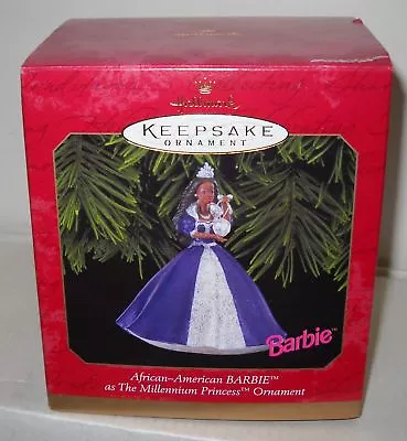 #820 NRFB Hallmark 1999 African American Millenium Barbie Ornament • $41.99