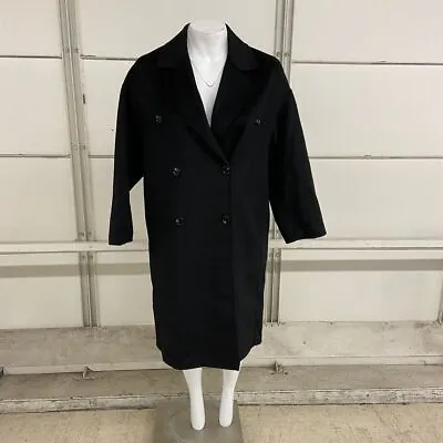 MANGO Handmade Oversized Wool Coat Women's Size XL Black • $172.49