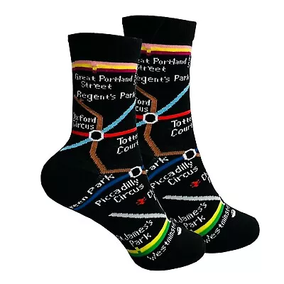 Mens Socks London Underground Train Stations Map Black 6-11 • £8.99