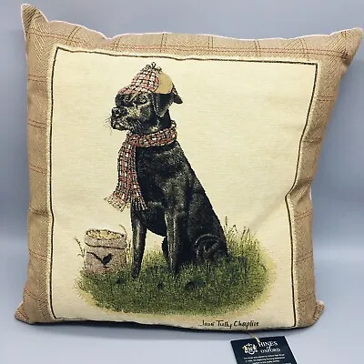 Hines Of Oxford SIR LANCELOT LABRADOR Tapestry Feather Pillow Black Lab 18  NEW • $74.99