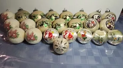 23 Vintage Shiny Bright Glass Christmas Ornaments Pyramid Corning Satin Sugar  • $42