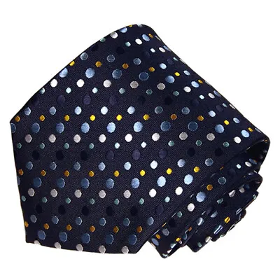 Men's Navy Light Blue And Yellow  Polka Dotted Tie • $7.95